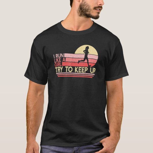 Rennen als meisje hardlopen Vrouw loper lopen mam T-shirt (Voorkant)