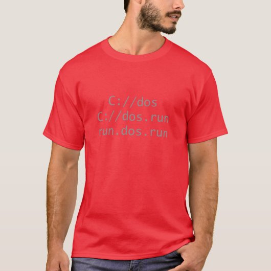 Rennen DOS, grappig geeky T-shirt (Voorkant)