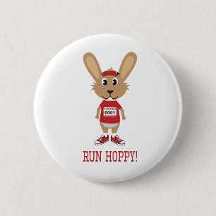 Rennen Hoppy! Rabbit Runner in Red Ronde Button 5,7 Cm