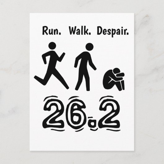 Rennen. Lopen. Wanhoop. Marathon Humor Briefkaart (Voorkant)