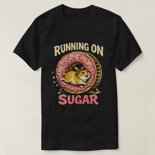 “Rennen op Suiker” Hyper Hamster ontwerp  T-shirt (Design voorkant)