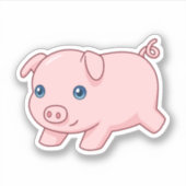 Rennend Biggetje, Schattig Biggetje Sticker (Voorkant)