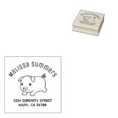 Rennend Biggetje Varken Boog Adres Rubberstempel (Gestempeld)