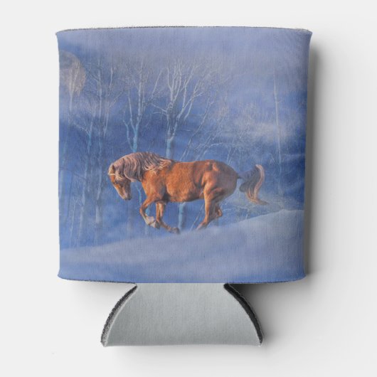 Rennend Paard in de Sneeuw Blikje Koeler (Voorkant)