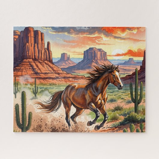 Rennend Paard In Woestijn Legpuzzel (Horizontaal)