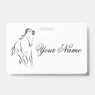 Rennend paard in zwarte kleur badge
