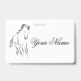 Rennend paard in zwarte kleur badge