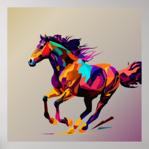 Rennend paard pop art poster