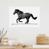 Rennend Paard Zwart Wit Poster (Keuken)