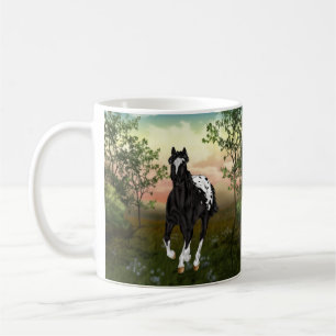 Rennend zwart Appaloosa paard Koffiemok