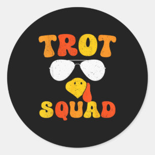 Rennende kalkoen Sungles Drafploeg Thanksgiving  Ronde Sticker