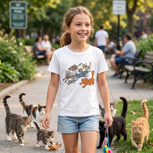 Rennende Katten Patroon Whimsical Kittens T-shirt