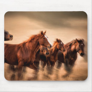 Rennende paarden, vage contouren en wapperende man muismat