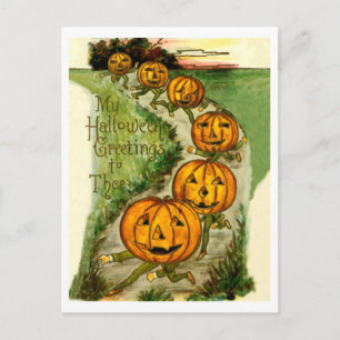 Rennende pompoenen wensen je een gelukkig Hallowee Briefkaart