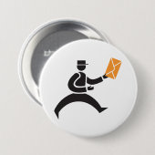 Rennende postbode bezorgt post postmedewerker ronde button 7,6 cm (Voorkant /achterkant)