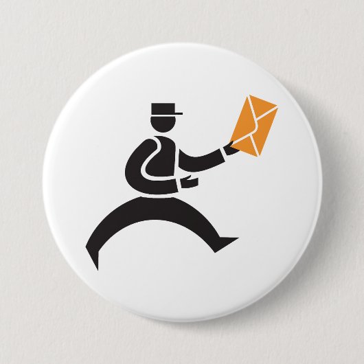 Rennende postbode bezorgt post postmedewerker ronde button 7,6 cm (Voorkant)