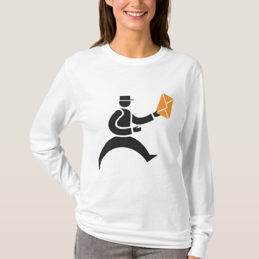 Rennende postbode bezorgt post postmedewerker t-shirt (Voorkant)