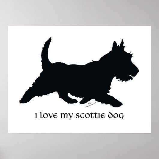 Rennende Schotse Terrier Silhouet Poster (Voorkant)