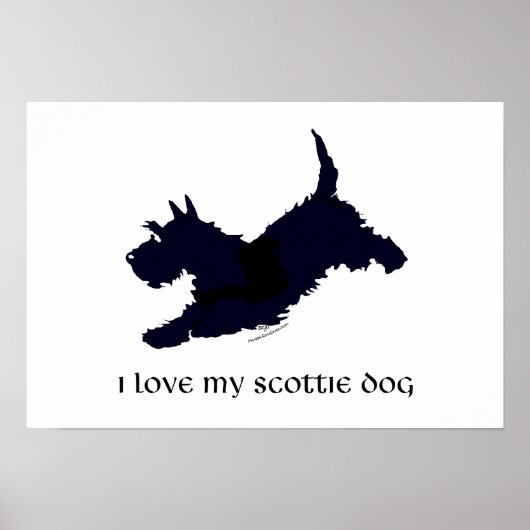 Rennende Schotse Terrier Silhouet Poster (Voorkant)