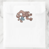 Rennende weerwolf vierkante sticker (Tas)