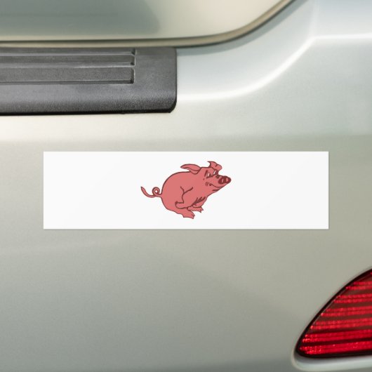 rennendes Schwein running pig Bumpersticker (Op auto)