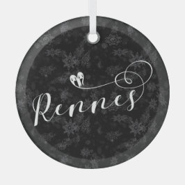 Rennes Flag in Heart, Roazhon, Breton Glas Ornament