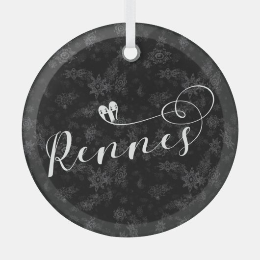 Rennes Flag in Heart, Roazhon, Breton Glas Ornament (Voorkant)