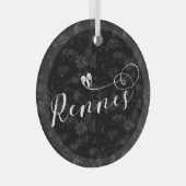 Rennes Flag in Heart, Roazhon, Breton Glas Ornament (Voorkant Rechts)