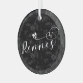 Rennes Flag in Heart, Roazhon, Breton Glas Ornament (Voorkant links)