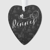 Rennes Flag in Heart, Roazhon, Breton Snowflake Ornament (voorkant)