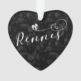Rennes Flag in Heart, Roazhon, Breton Snowflake Ornament