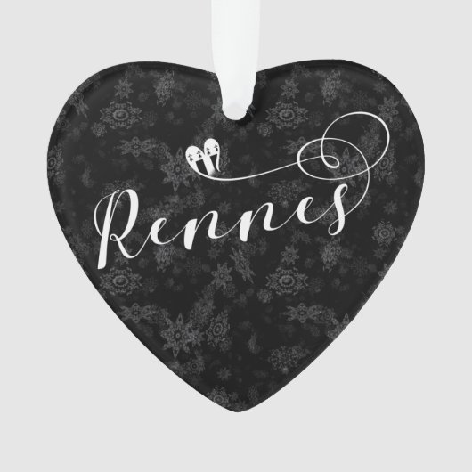 Rennes Flag in Heart, Roazhon, Breton Snowflake Ornament (voorkant)