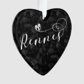 Rennes Flag in Heart, Roazhon, Breton Snowflake Ornament (voorkant)