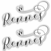 Rennes Flag in Heart, Roazhon, Breton Sticker (Voorkant)