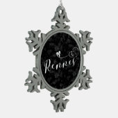 Rennes Flag in Heart, Roazhon, Breton Tin Sneeuwvlok Ornament (Links)