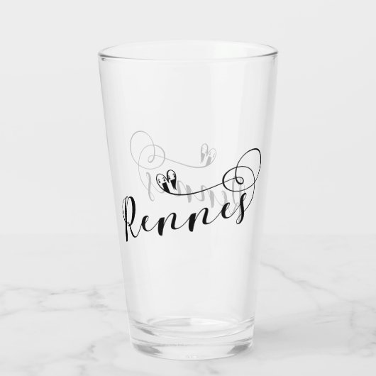 Rennes Flag in Heart, Roazhon Brittany Glas (Achterkant)