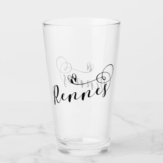 Rennes Flag in Heart, Roazhon Brittany Glas (Voorkant)