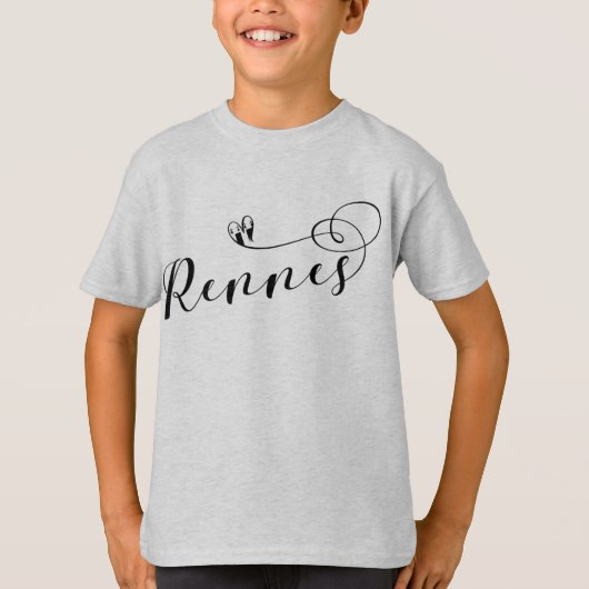 Rennes Flag in Heart, Roazhon Brittany T-shirt (Voorkant)