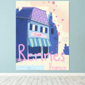 Rennes France cartoon Canvas Afdruk (Insitu (Houten vloer))