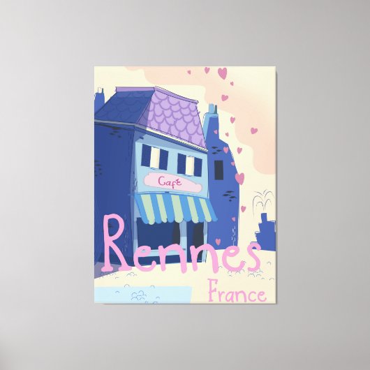 Rennes France cartoon Canvas Afdruk (Voorkant)