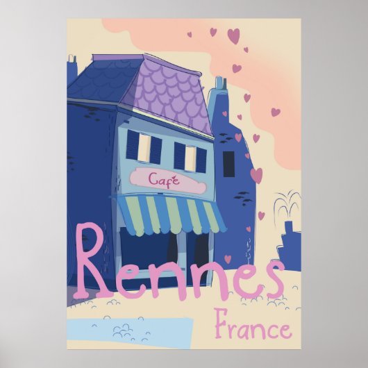Rennes France cartoon Poster (Voorkant)