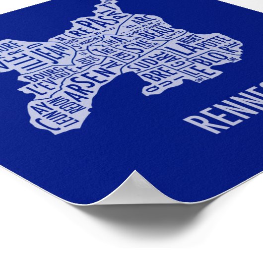 Rennes France Map Poster (Hoek)