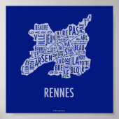 Rennes France Map Poster (Voorkant)
