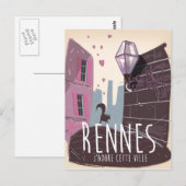 Rennes Frankrijk stad reisposter Briefkaart (Voorkant / Achterkant)