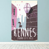 Rennes Frankrijk stad reisposter Canvas Afdruk (Insitu (Houten vloer))