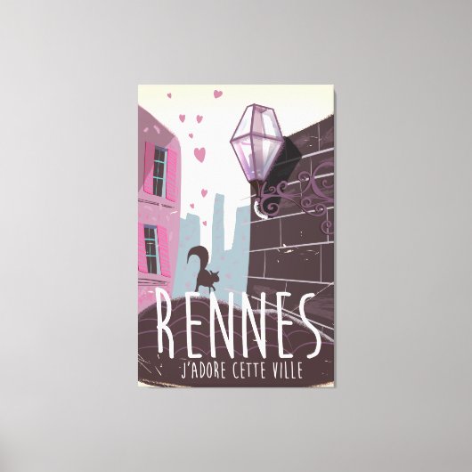 Rennes Frankrijk stad reisposter Canvas Afdruk (Voorkant)