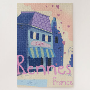 Rennes Frankrijk vintage cartoon Legpuzzel