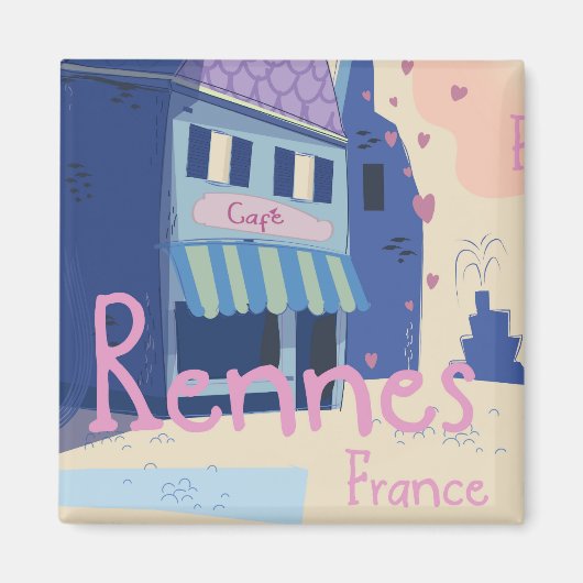 Rennes Frankrijk vintage cartoon Magneet (Voorkant)