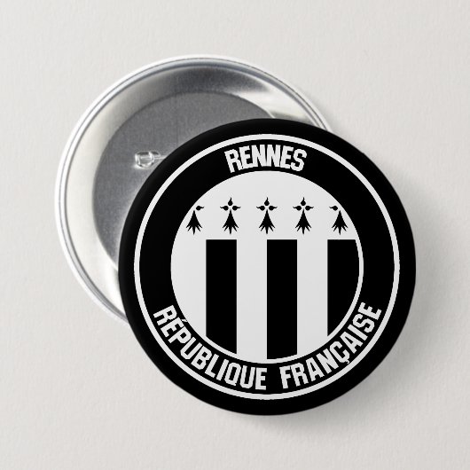 Rennes Round Emblem Ronde Button 7,6 Cm (Voorkant /achterkant)