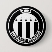 Rennes Round Emblem Ronde Button 7,6 Cm (Voorkant)